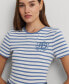 ფოტო #3 პროდუქტის Petite Striped Short-Sleeve Tee