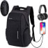 Фото #6 товара Xnuoyo 17.3 Zoll Anti-Diebstahl Laptop Rucksäcke, Handtasche Herren Damen Schulrucksack mit Schloss, USB Anschluss und Headphone Port, Schultertasche mit Croßem Laptopfach und Zubehörfächer (Grau)