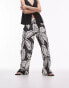 Topshop graphic mono floral crinkle plisse trouser