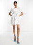 Фото #5 товара Y.A.S smock mini dress with embroidered blue flowers in white