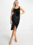 Фото #7 товара ASOS DESIGN Maternity cowl neck midi pencil dress in black velvet