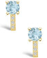 ფოტო #3 პროდუქტის Aquamarine (1-1/2 ct. t.w.) and Diamond (1/8 ct. t.w.) Stud Earrings in 14K Yellow Gold