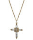 Фото #1 товара Symbols of Faith 14K Gold-Dipped Crystal Cross Pendant Necklace 18"