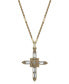 Фото #1 товара 14K Gold-Dipped Crystal Cross Pendant Necklace 18"