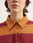 ASOS DESIGN stripe rugby shirt mini dress in mustard & burgundy