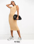 Фото #1 товара Vero Moda Petite jersey midi dress in stone