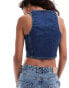 Calvin Klein Jeans zip crop denim top in dark wash Dunkles Denim, XL - 52 - фото #4