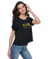 Фото #4 товара Women's Metallic-Logo Ruched-Sleeve T-Shirt
