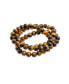 ფოტო #2 პროდუქტის Set Of 3 Brown Tiger Eye Round Bead 8MM Stretch Bracelet For Women Teen For Men Multi Strand Stackable Adjustable
