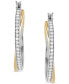 Cubic Zirconia Twist Medium Hoop Earrings in Sterling Silver & 14k Gold-Plate, 1.25"