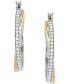 Фото #3 товара Cubic Zirconia Twist Medium Hoop Earrings in Sterling Silver & 14k Gold-Plate, 1.25"