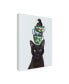 Fab Funky Black Cat with Teacups and Blackbird Canvas Art - 15.5" x 21"