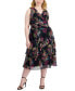 Фото #1 товара Plus Size Floral-Print Crinkled Midi Dress