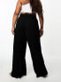 ASOS DESIGN Curve tie belt wide leg trouser in black