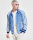 Фото #4 товара Men's Coastal Colorblocked Denim Varsity Jacket, Created for Macy's