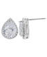 Cubic Zirconia Pear Halo Stud Earrings