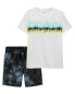 Фото #2 товара Kid 2-Piece Active Tee & Shorts in Moisture Wicking Fabric 4