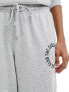 Pieces 'the casual club' slogan wide leg joggers co-ord in grey