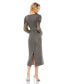 Фото #2 товара Women's Beaded Wrap Over Puff Sleeve Dress