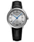 ფოტო #1 პროდუქტის Men's Swiss Automatic Maestro Black Leather Strap Watch 39mm