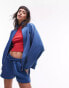 Фото #1 товара Topshop co ord sporty pictot zip thru jacket in mid blue