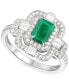 ფოტო #1 პროდუქტის Emerald (1 ct. t.w.) & Diamond (1/2 ct. t.w.) Statement Ring in 14k White Gold