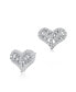 Фото #1 товара Sterling Silver with Rhodium Plated Clear Baguette and Round Cubic Zirconia Heart Stud Earrings