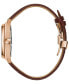 ფოტო #2 პროდუქტის Men's Automatic Classic Surveyor Brown Leather Strap Watch 41mm