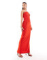 Фото #4 товара Aria Cove bandeau plunge wire detail maxi dress in red