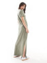 Фото #3 товара Pieces maxi t-shirt dress in khaki