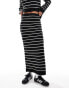 Фото #1 товара Pieces fine knit maxi skirt co-ord in black stripe