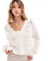 Miss Selfridge knitted cardigan with satin bows in oatmeal