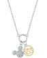 ფოტო #1 პროდუქტის Cubic Zirconia Mickey Mouse & Disney 100 Pendant Necklace 18" in Sterling Silver & 18k Gold-Plate