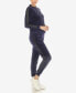 ფოტო #4 პროდუქტის Women's Faux Leather Stripe Velour 2 Piece Tracksuit Set