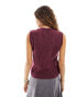 ASOS DESIGN knitted tank top in distressed stitch in burgundy Бордовый, 34 - фото #6