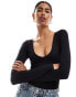 Фото #2 товара ASOS DESIGN seamless sculpting co-ord long sleeve v neck bodysuit in black