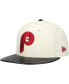 Men's Cream Philadelphia Phillies Game Night Leather Visor 59FIFTY Fitted Hat