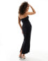 4th & Reckless tailored bandeau maxi dress in navy pinstripe