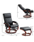 Фото #3 товара Recliner Chair with Ottoman, Electric Faux Leather Recliner with 10 Vibration Points and 5 Massage Mode, Reclining Chair with Remote Control, Swivel Wood Base and Side Pocket, Black