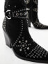 Фото #5 товара Simmi London Delano butterfly embellished western boot in black micro