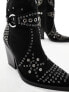 Фото #5 товара Simmi London Wide Fit Delano butterfly embellished western boot in black micro