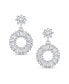 Elegant Classic Bridal .925 Sterling Silver Open Circle Drop Stud Earrings with Cubic Zirconia Baguette CZ - Geometric Jewelry For Women