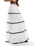 Фото #5 товара ASOS DESIGN tiered maxi skirt with rick rack detail in white