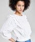 Фото #1 товара Women's Scoop-Neck Puff-Sleeve Top, Created for Macy's