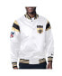 ფოტო #1 პროდუქტის Men's White, Black Distressed New Orleans Saints Vintage-Like Satin Full-Snap Varsity Jacket