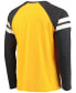 Фото #4 товара Men's Gold-Tone, Black Pittsburgh Steelers Throwback League Raglan Long Sleeve Tri-Blend T-shirt