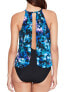 Фото #4 товара Magicsuit Women's Peace Out Aubrey High Neck One Piece Swimsuit, Black/Multi, 10