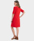 Фото #2 товара Women's Cotton Boat-Neck Elbow-Sleeve Dress, Created for Macy's