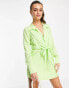 Фото #2 товара Style Cheat knot front shirt mini dress in lime green