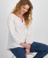 ფოტო #1 პროდუქტის Women's Eyelet-Trim Tie-Neck Peasant Top, Created for Macy's